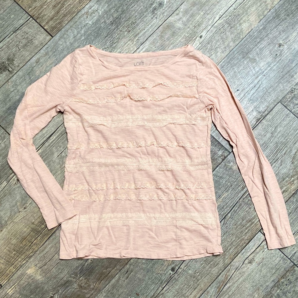 Loft | long sleeve lace detail top